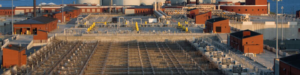 Anaerobic digestion and aeration lanes tanks, wastewater treatment plant